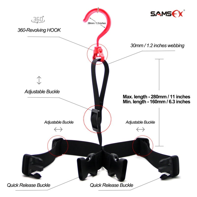 SAMSFX Fishing Wader Boot Hanger Hanging Strap Belt with Swivel Hook (Plastic Hook, Red) - Image 2