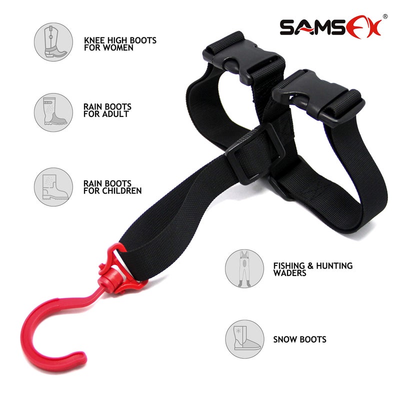 SAMSFX Fishing Wader Boot Hanger Hanging Strap Belt with Swivel Hook (Plastic Hook, Red) - Image 4