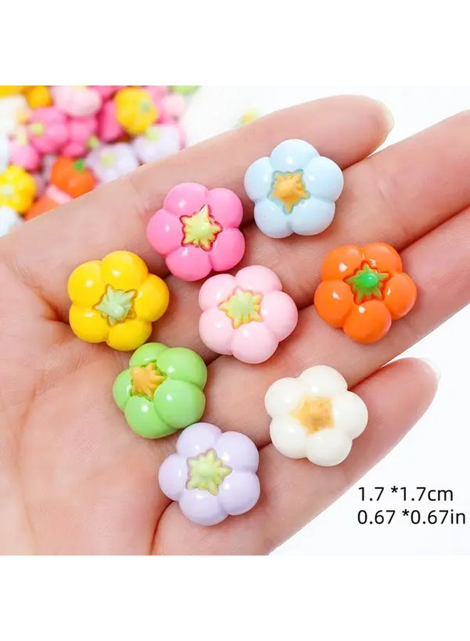 10Pcs Mixed Color Pumpkin Flower Flat Back Resin Embellishments For DIY Crafts Jewelry Making - Image 3