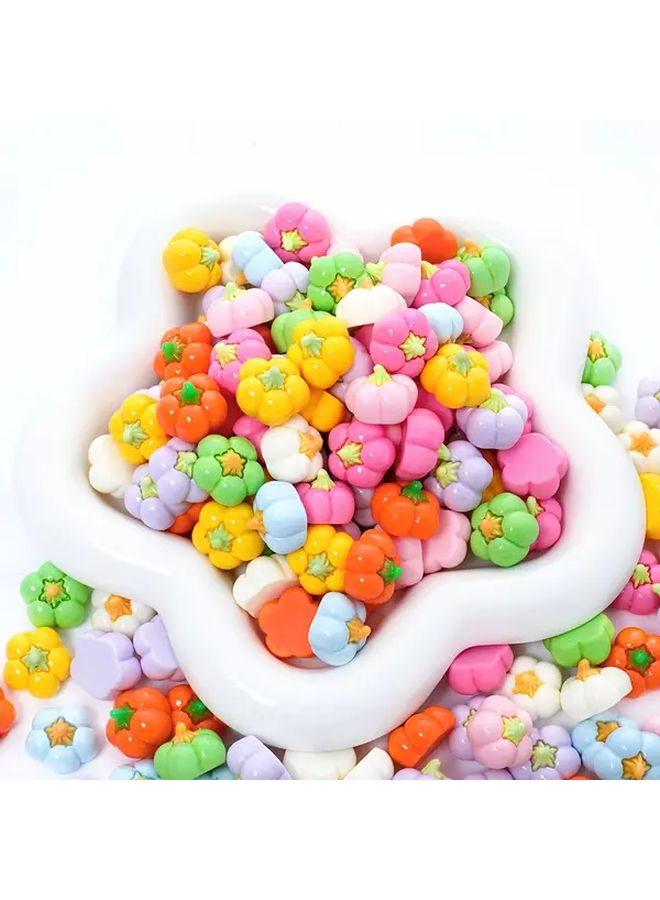 10Pcs Mixed Color Pumpkin Flower Flat Back Resin Embellishments For DIY Crafts Jewelry Making - Image 1