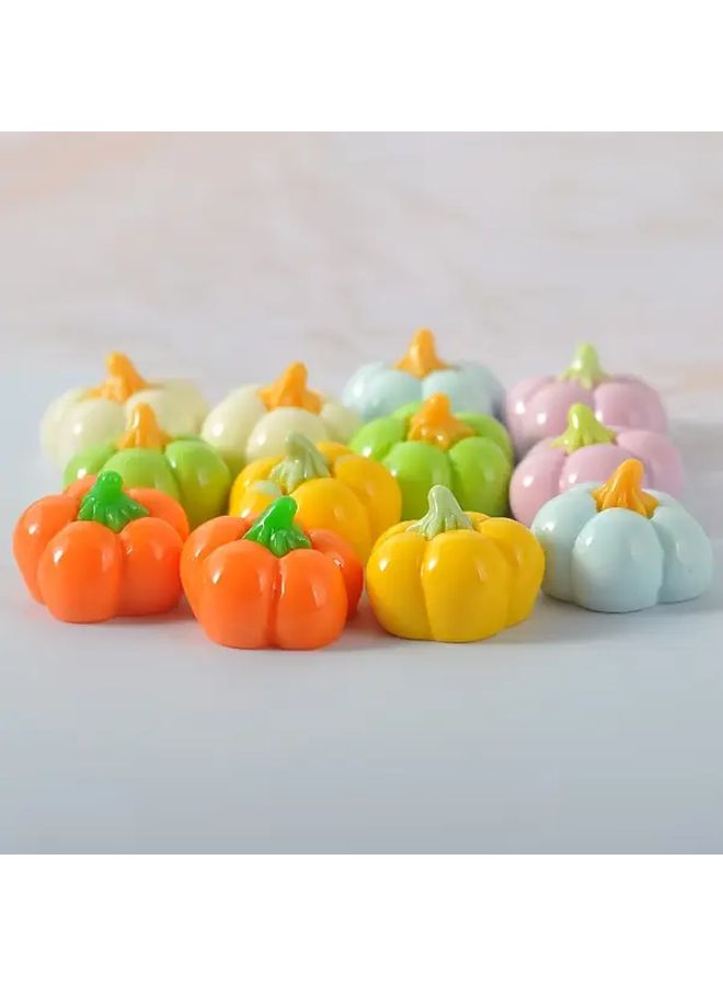 10Pcs Mixed Color Pumpkin Flower Flat Back Resin Embellishments For DIY Crafts Jewelry Making - Image 2