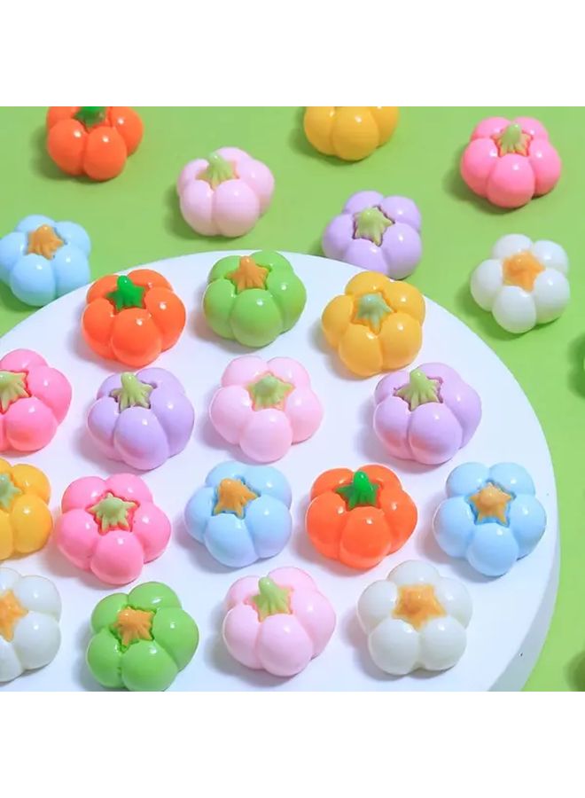 10Pcs Mixed Color Pumpkin Flower Flat Back Resin Embellishments For DIY Crafts Jewelry Making - Image 4