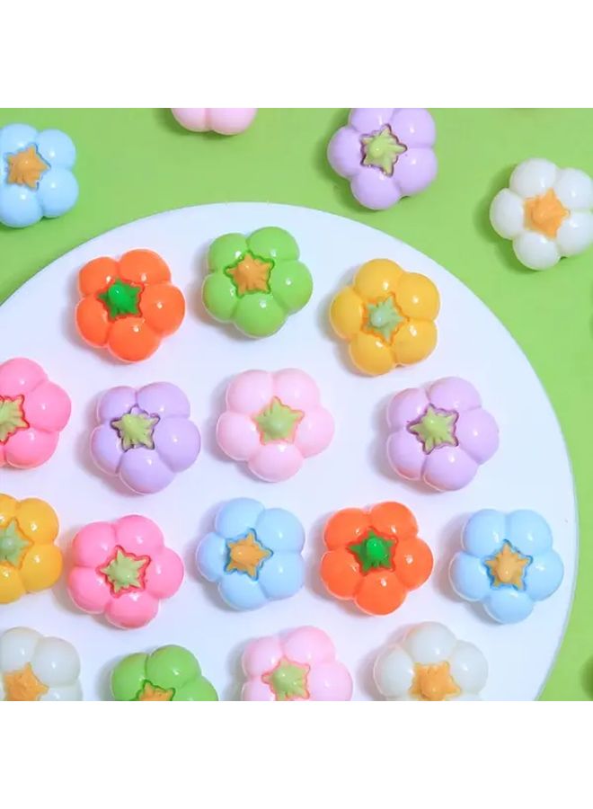 10Pcs Mixed Color Pumpkin Flower Flat Back Resin Embellishments For DIY Crafts Jewelry Making - Image 5