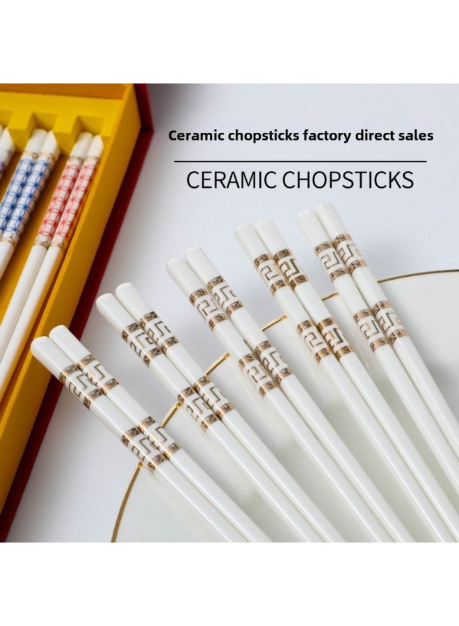 Household Ceramic Chopsticks Are Not Easy To Deform, Easy To Clean, High Temperature Resistant, Various Styles Of Ceramic Gifts-Color:Blue And White Lotus Rhyme 1 Pair - Image 2