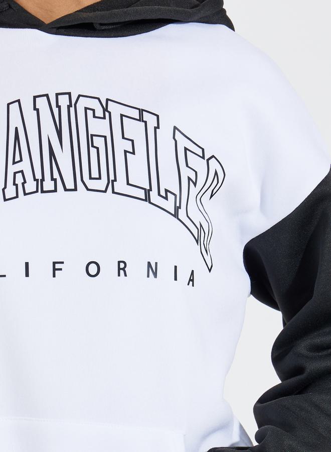 Styli Oversized Longline Color Block Slogan Hoodie - Image 3