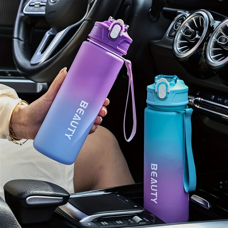 20.9oz 600ml Rose Color Frosted Plastic Water Bottle Durable Lightweight Portable With Measurement Marks For Outdoor Sports Office Use - Image 2