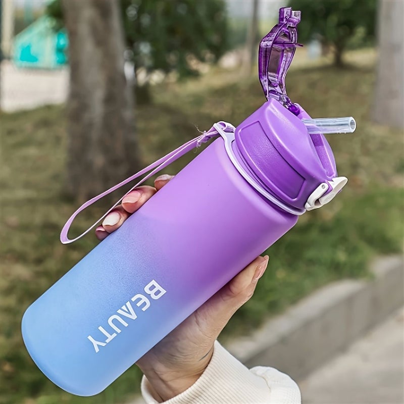 20.9oz 600ml Rose Color Frosted Plastic Water Bottle Durable Lightweight Portable With Measurement Marks For Outdoor Sports Office Use - Image 3
