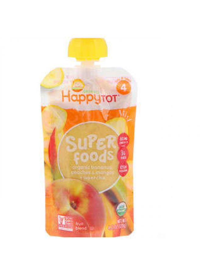 Happy Family Organics Happy Family Organics, HappyTot, SuperFoods, Bananas, Peaches & Mangos + Super Chia, 4.22 oz (120 g) - Image 1