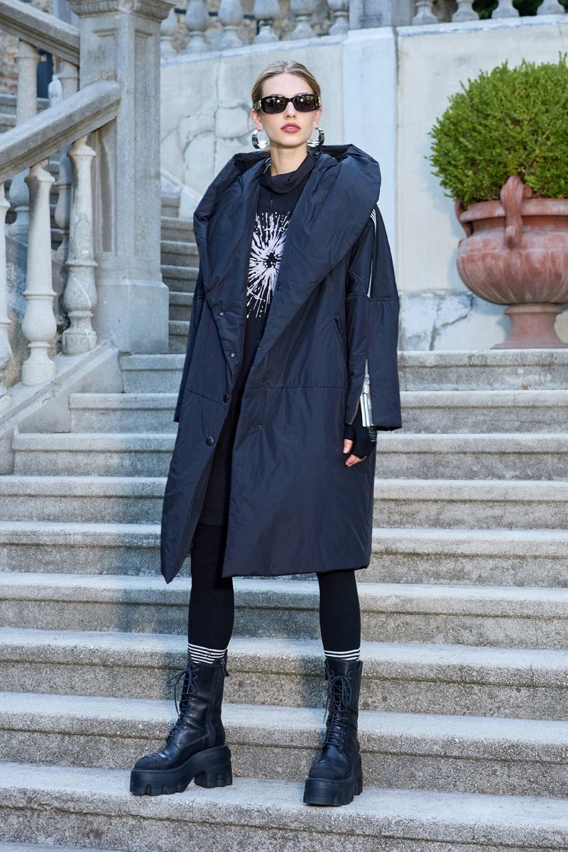 MissWhence Striped Detail Puffer Jacket - Black - Image 3