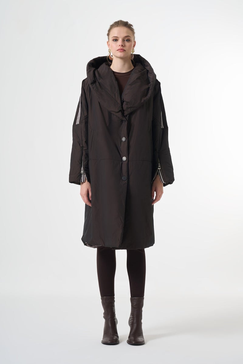 MissWhence Striped Detail Puffer Jacket - Black - Image 5
