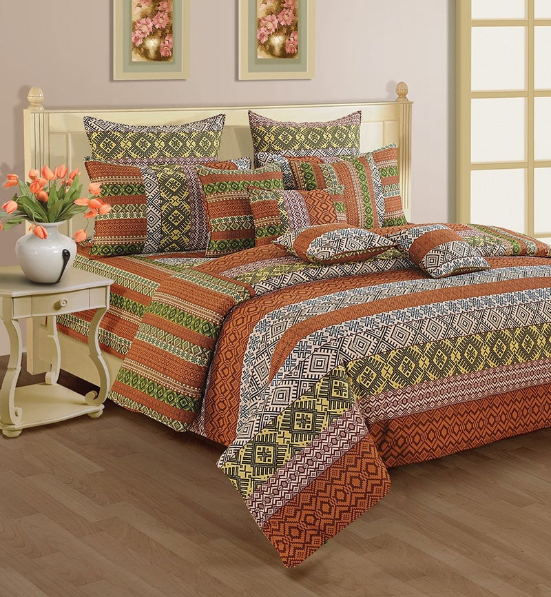 Swayam Shades N More Printed Cotton Single Duvet Cover - Rust Multi (TSR01-1406) - Image 1