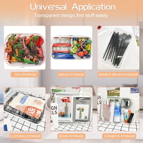 Kuabiz 6 Pcs Clear Hard Zipper Case Hard-Sided Premium Storage Case Plastic Clear Hard Shell Zipper Pouch Portable Travel Organizer Box for Travel Building Blocks Puzzles Cosmetics Makeup Supplies (White) - Image 4