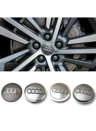 4 Pcs 77mm Audi Wheel Center Hub Caps, Gray Alloy Wheel Covers, Durable ABS Snap-On Replacement Rim Caps, Set of 4 for Audi Vehicles - view 4