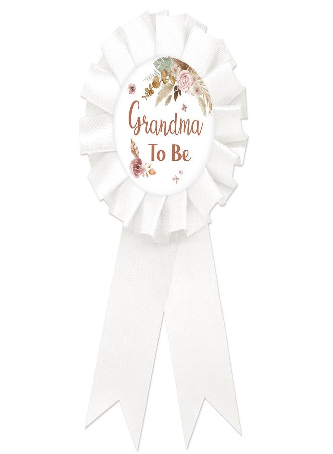 SUPERLUBY Pampas Grass Grandma To Be Tinplate Badge Pin, Boho Grandma to Be Pin for Women, Pampas Gender Reveal Brooch Button Pin, White Rosette New Grandma Button for Baby Shower/Newborn Baby Party Celebration - Image 1