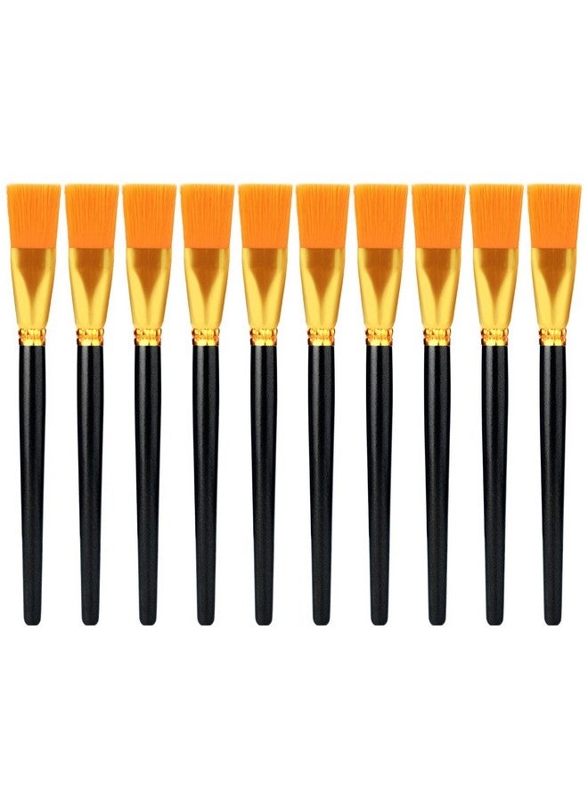 أيكس 10 قطع من فرش الطلاء المسطحة بعرض 2.54 سم فرشاة طلاء أكريليك بألوان مائية مجموعة من فرش الرسم الزيتي من النايلون الصناعي للفنانين الهواة المحترفين وطلاء الغواش والأكريليك (أسود ساطع) - Image 1