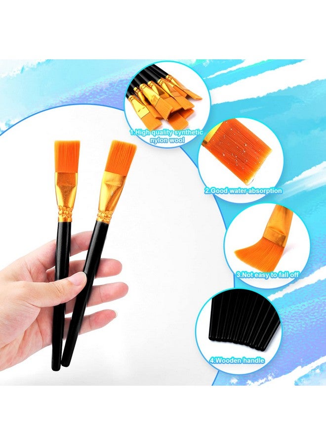 أيكس 10 قطع من فرش الطلاء المسطحة بعرض 2.54 سم فرشاة طلاء أكريليك بألوان مائية مجموعة من فرش الرسم الزيتي من النايلون الصناعي للفنانين الهواة المحترفين وطلاء الغواش والأكريليك (أسود ساطع) - Image 4