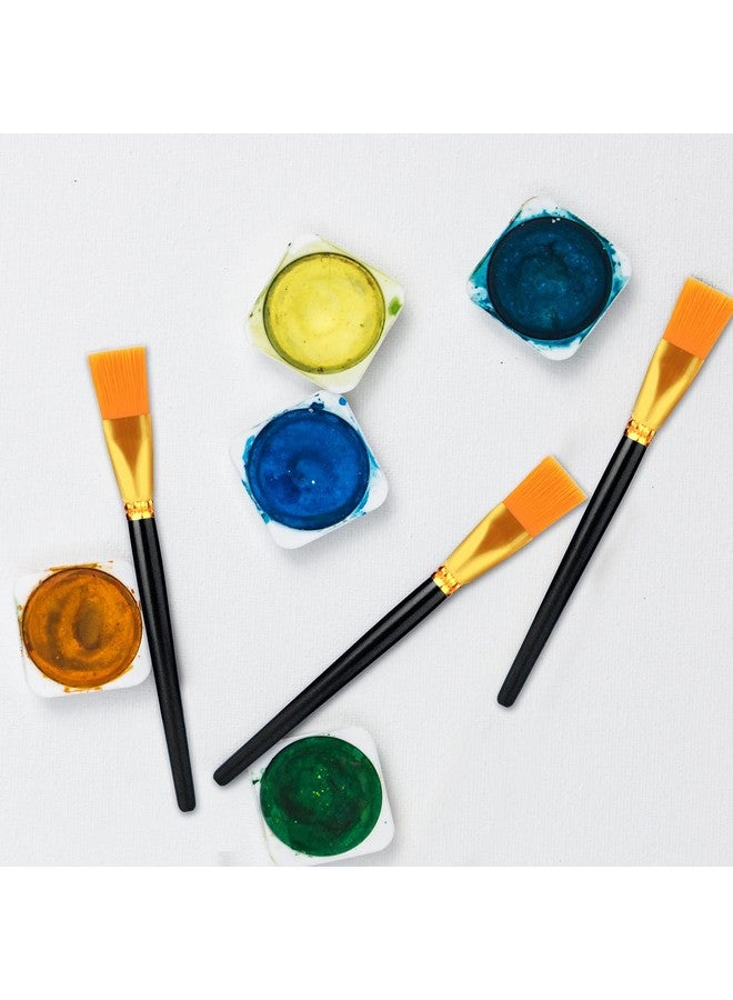 أيكس 10 قطع من فرش الطلاء المسطحة بعرض 2.54 سم فرشاة طلاء أكريليك بألوان مائية مجموعة من فرش الرسم الزيتي من النايلون الصناعي للفنانين الهواة المحترفين وطلاء الغواش والأكريليك (أسود ساطع) - Image 3