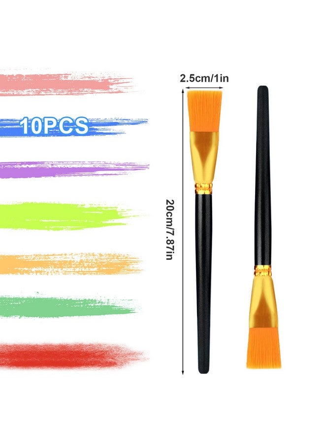 أيكس 10 قطع من فرش الطلاء المسطحة بعرض 2.54 سم فرشاة طلاء أكريليك بألوان مائية مجموعة من فرش الرسم الزيتي من النايلون الصناعي للفنانين الهواة المحترفين وطلاء الغواش والأكريليك (أسود ساطع) - Image 2