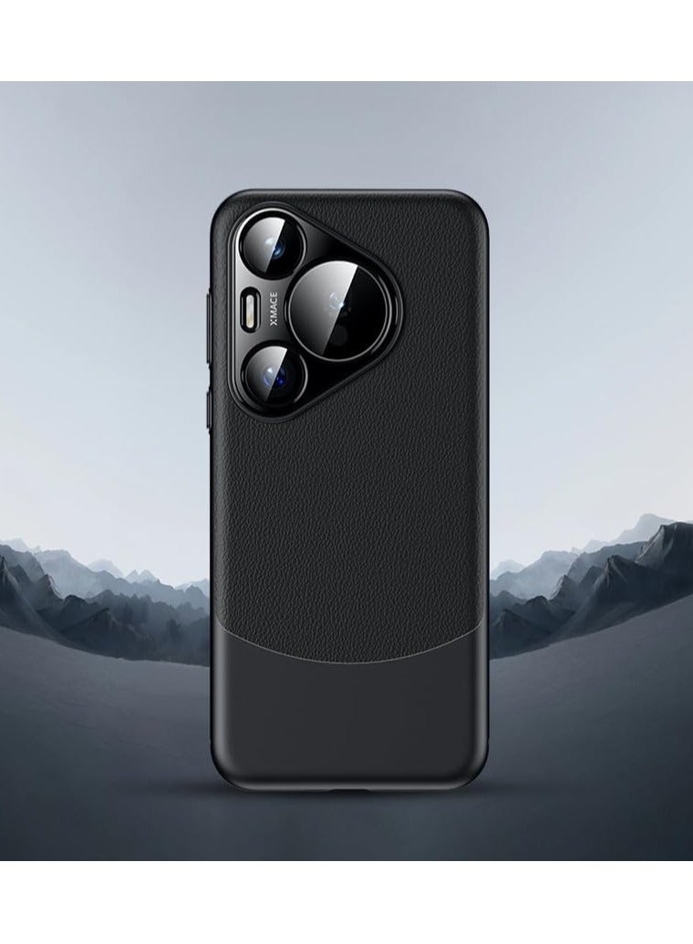 VKL Ultra -Thin Case for Huawei Pura 70 Pro/70 Pro+, Business Style Leather Soft Case Raised Lens Protection Anti -Fall Shell (Black) - Image 1