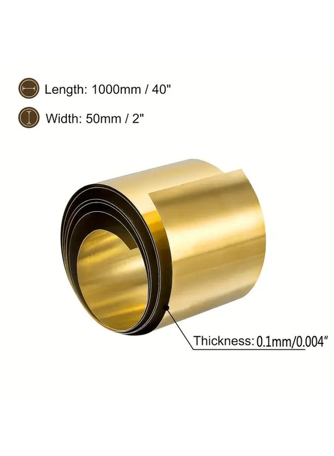 Brass Sheet Roll 39.37 Inch Length Golden Finish For DIY Jewelry And Crafts - Image 1