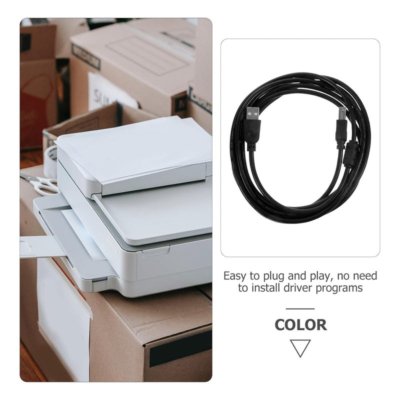 Printer USB Cable 3 Meter Black USB 2.0 Computer to Copier and Scanner Cable Printing Accessory for Office and Home Use - Image 3