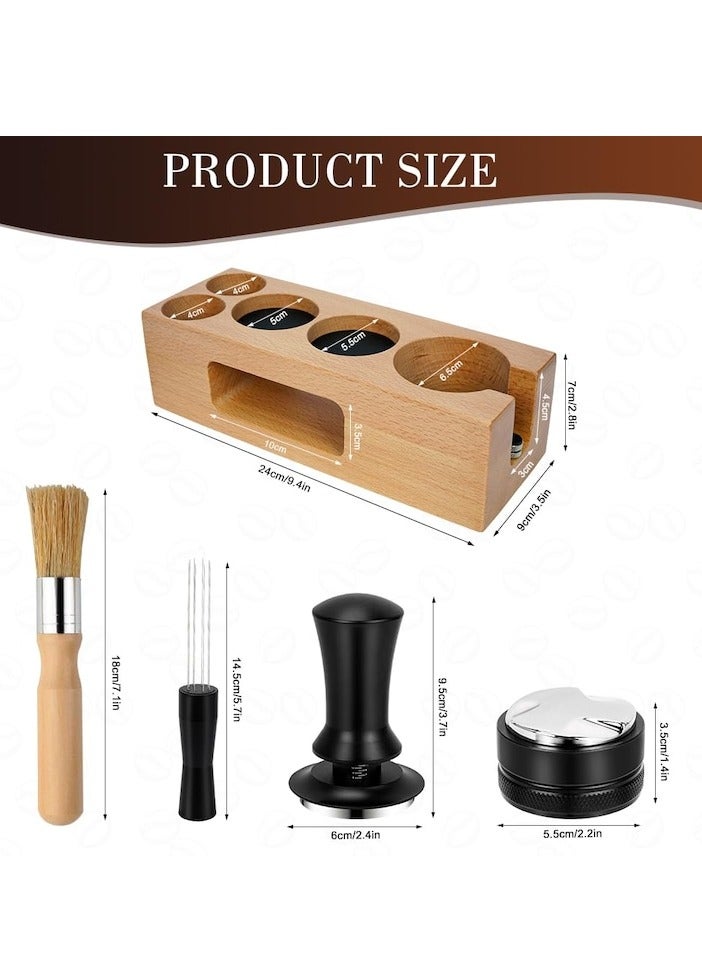XiuWoo 5 Pack Espresso Tamper Set, With Espresso Tamper Coffee Distributor, Espresso Stirrer, Espresso Tamping Station, Coffee Clean Brush, Espresso Tools for Coffee Bar, 51mm, Multicolor - Image 2