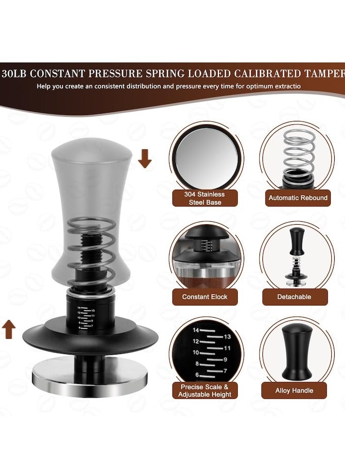 XiuWoo 5 Pack Espresso Tamper Set, With Espresso Tamper Coffee Distributor, Espresso Stirrer, Espresso Tamping Station, Coffee Clean Brush, Espresso Tools for Coffee Bar, 51mm, Multicolor - Image 3