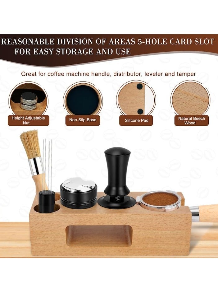XiuWoo 5 Pack Espresso Tamper Set, With Espresso Tamper Coffee Distributor, Espresso Stirrer, Espresso Tamping Station, Coffee Clean Brush, Espresso Tools for Coffee Bar, 51mm, Multicolor - Image 5