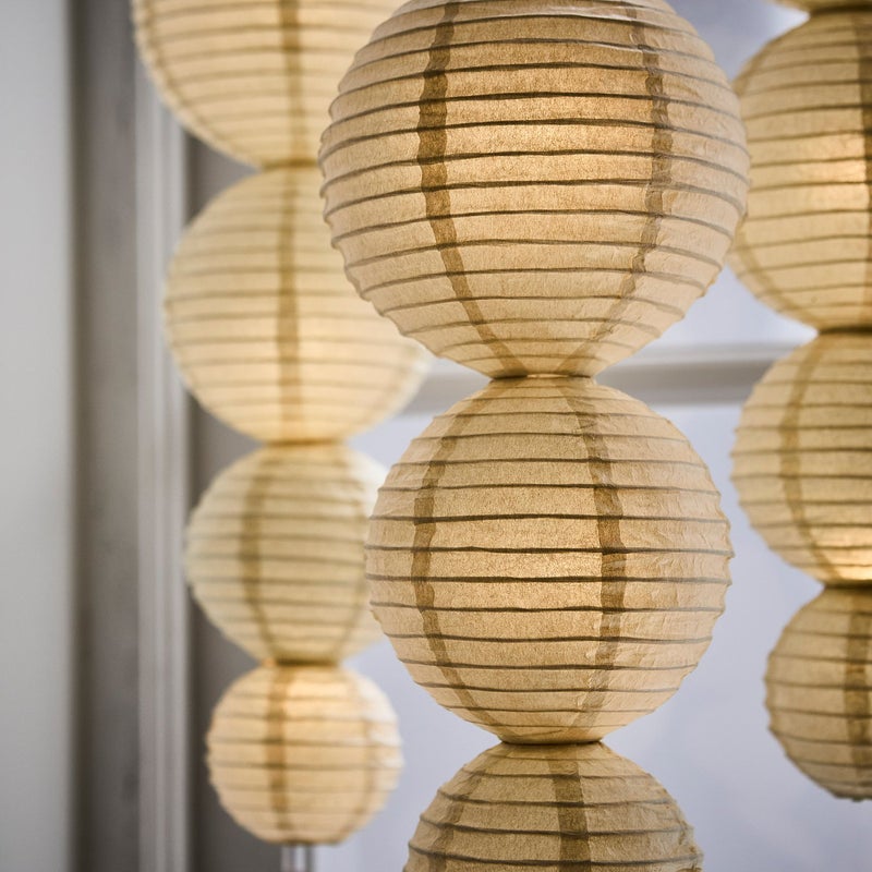 Strala Battery-Operated Paper Ball Pendant Lamp, White, 40 cm - Image 3