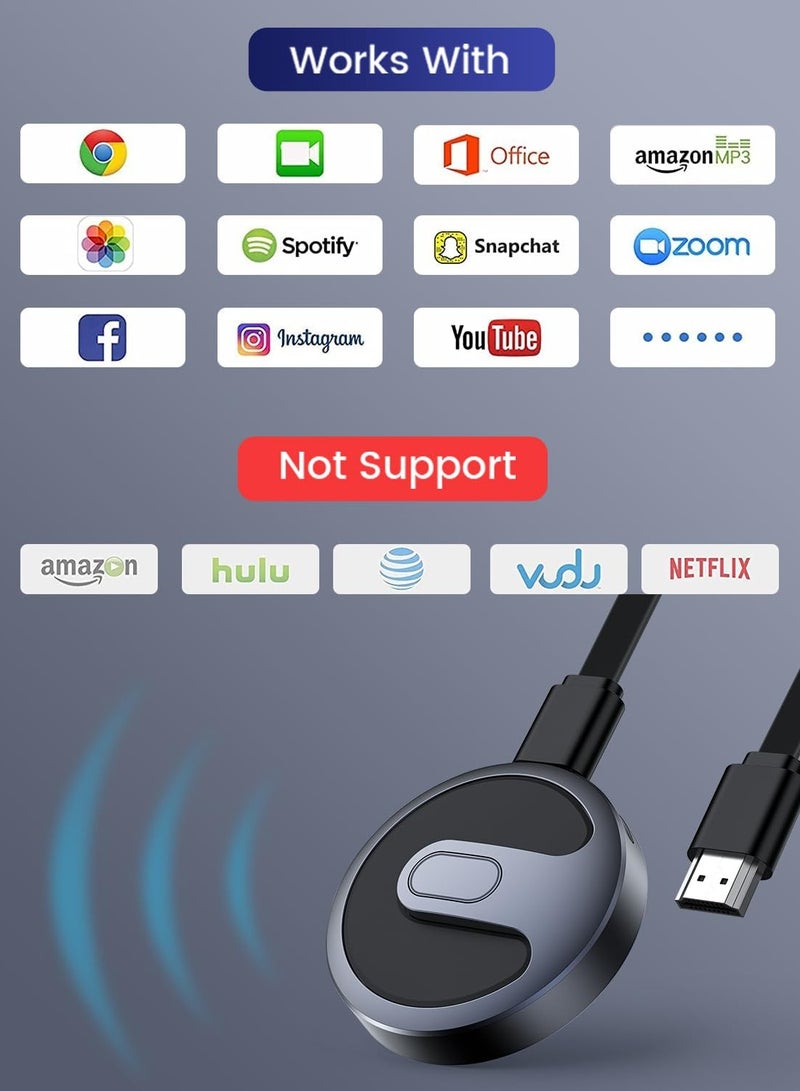 KASTWAVE محول عرض HDMI لاسلكي - محول لاسلكي محمول للتوصيل والتشغيل لبث الفيديو والصوت إلى HDTV أو جهاز العرض أو الشاشة من الكمبيوتر المحمول أو الكمبيوتر الشخصي أو الهاتف الذكي - Image 3