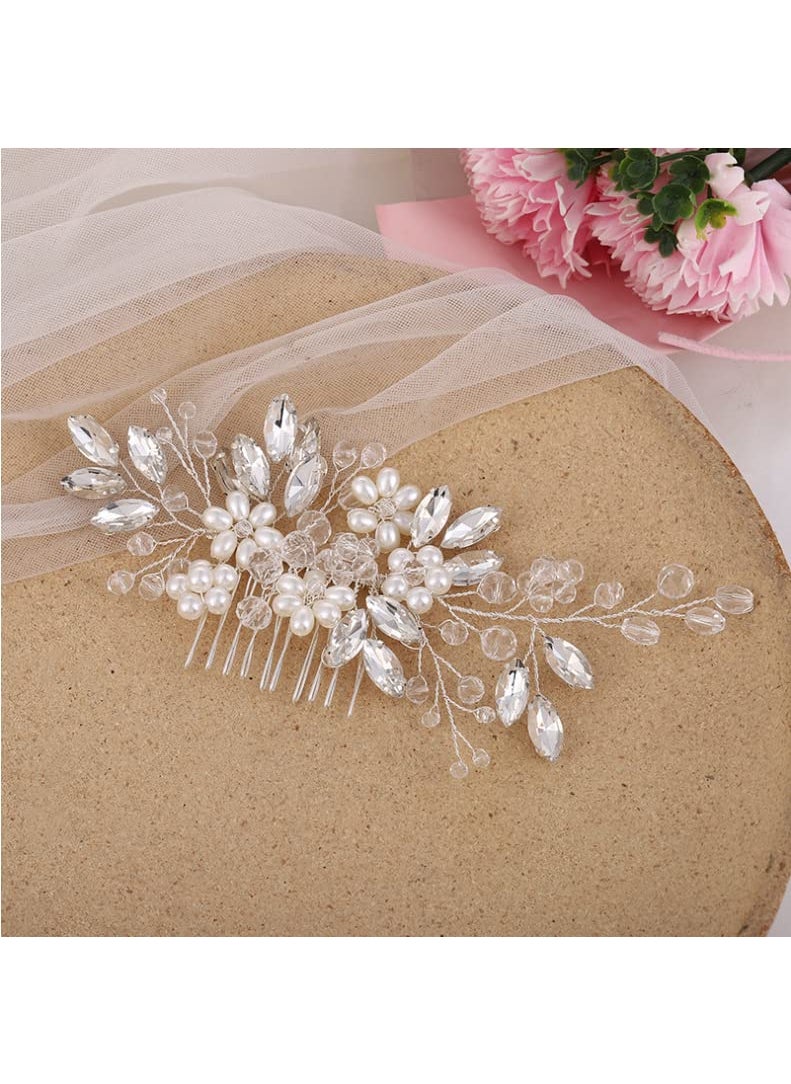 Bestshoot Bestshoot Hair Comb Bridal Hair Accessories with Crystal Rhinestone Alloy Wire for Women Girls Bridal Bridesmaid Silver 