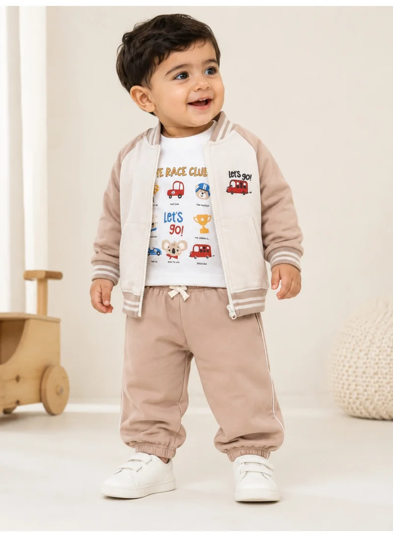 فكتور اند جين Boys 3-Piece Set – Full Zip Sweatshrt, Longsleeve Tee & Jogger PantsDescription:
