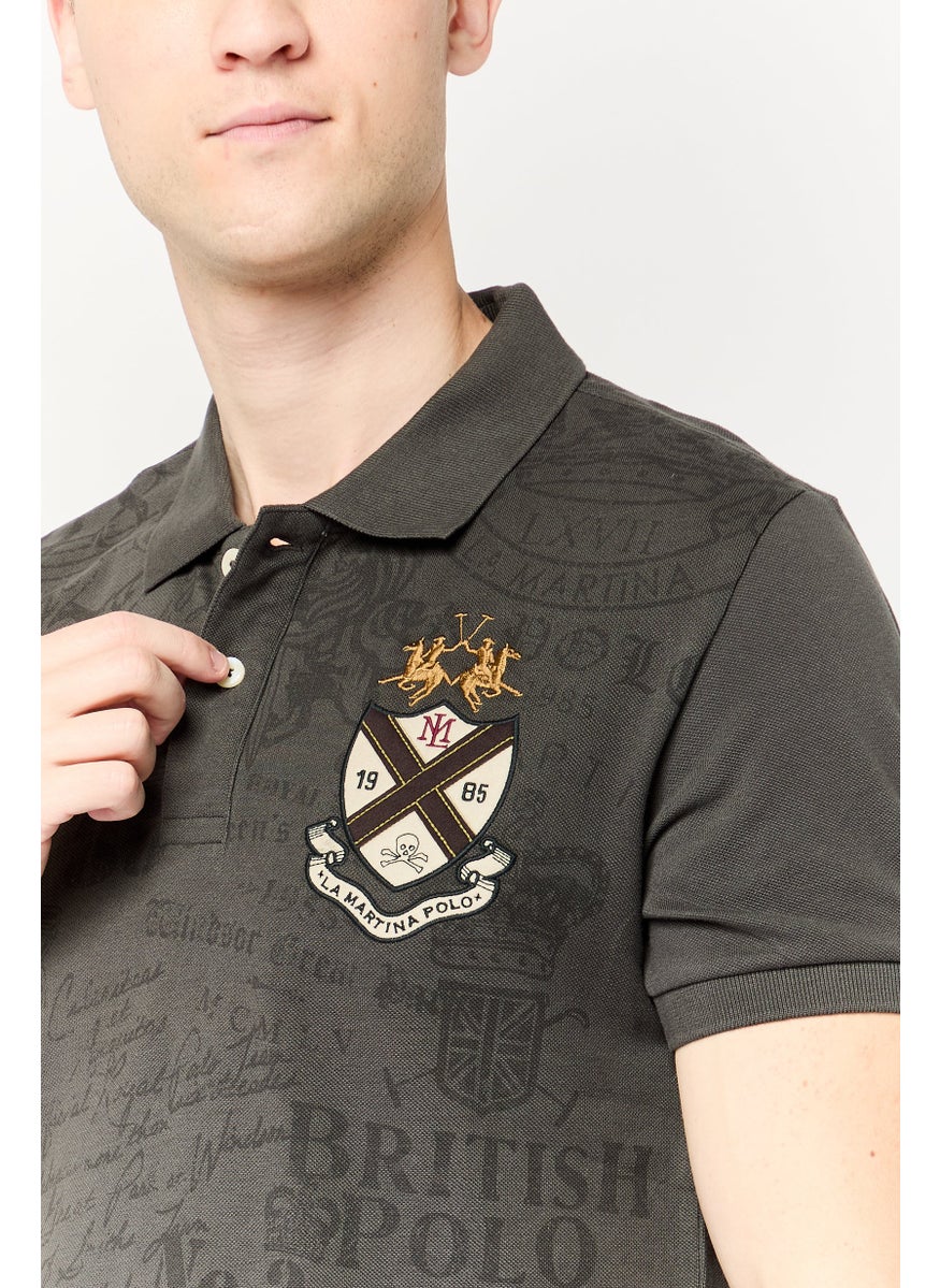 La Martina Men Regular Fit Embroidered Logo Short Sleeves Polo Shirt, Grey  - Image 3