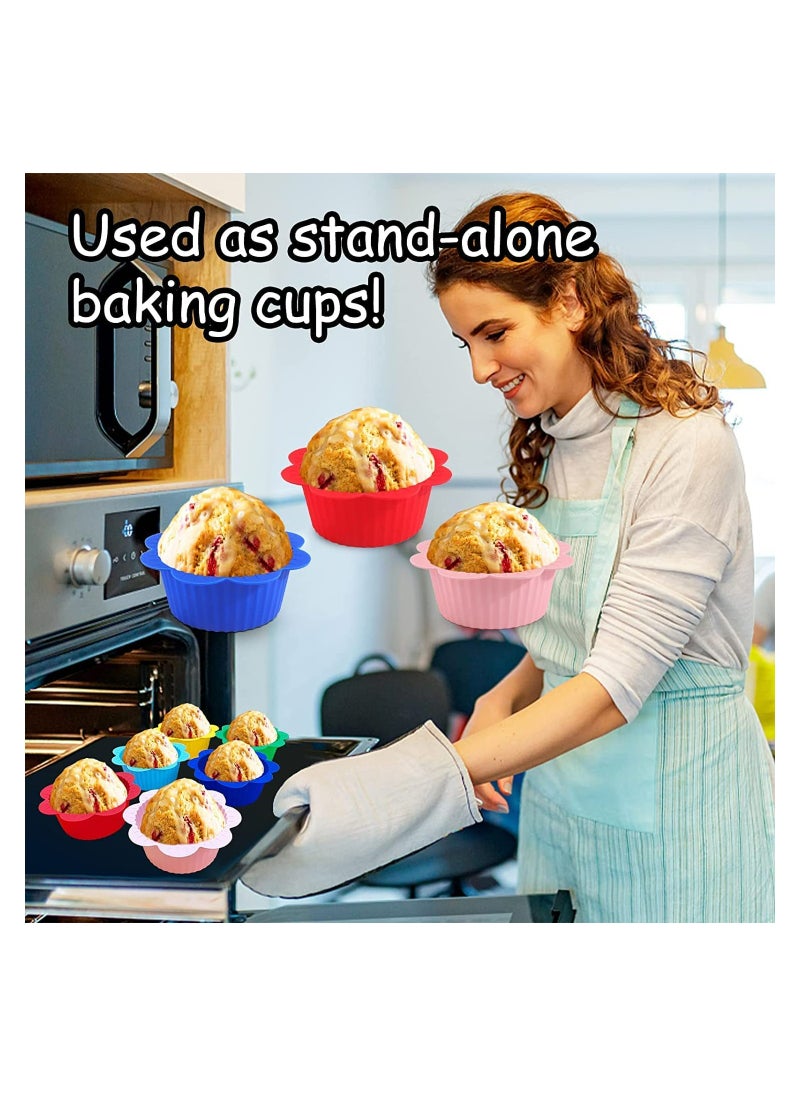 Excefore - Silicone Baking Cups 24 Pcs Muffin Liners with Tabs Reusable Cupcake Liners for Steel Muffin Pan Non-Stick Baking Cups for Bakeware Baking Pan & Cupcake Pan Muffin Cupcake Molds - Image 1