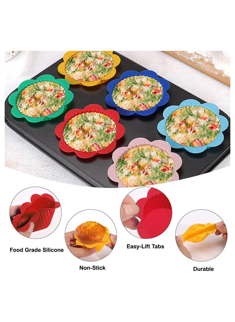 Excefore - Silicone Baking Cups 24 Pcs Muffin Liners with Tabs Reusable Cupcake Liners for Steel Muffin Pan Non-Stick Baking Cups for Bakeware Baking Pan & Cupcake Pan Muffin Cupcake Molds - Image 1