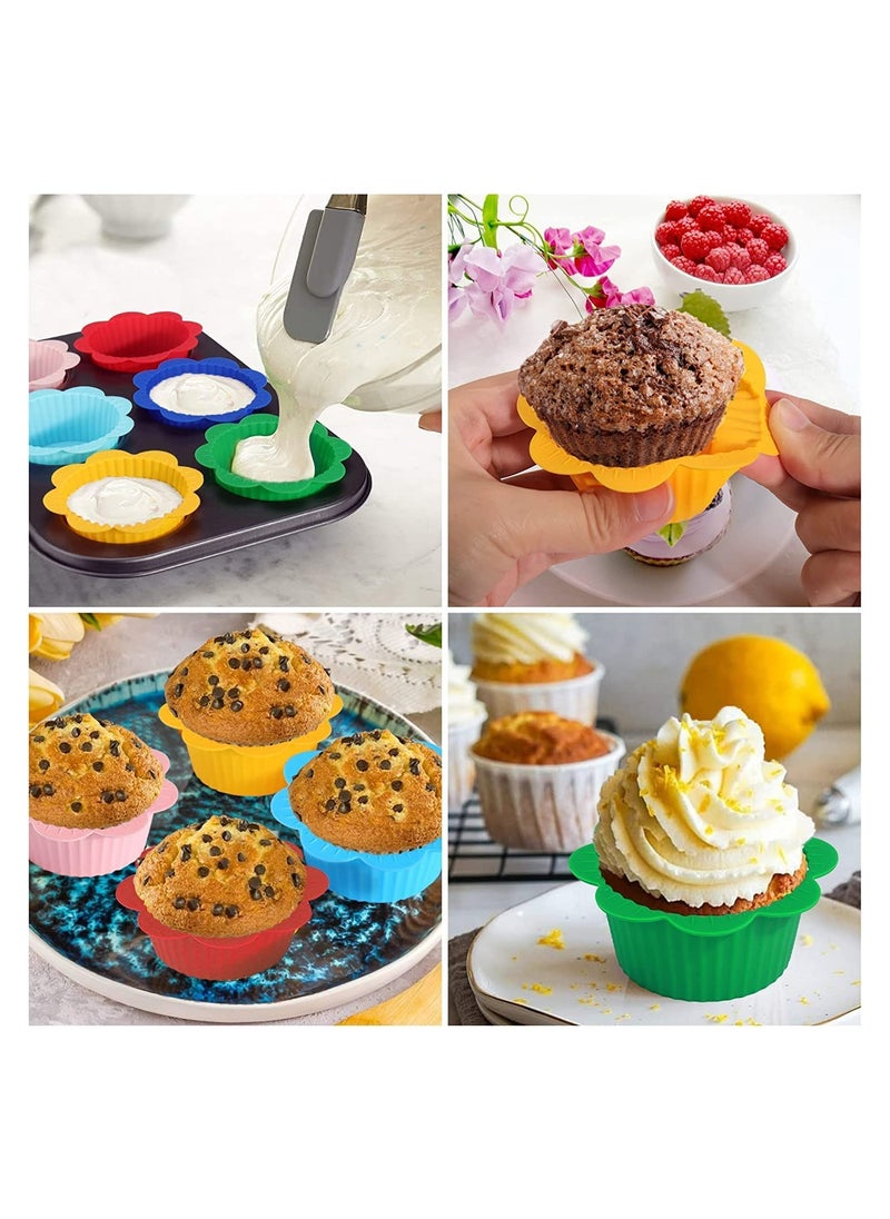 Excefore - Silicone Baking Cups 24 Pcs Muffin Liners with Tabs Reusable Cupcake Liners for Steel Muffin Pan Non-Stick Baking Cups for Bakeware Baking Pan & Cupcake Pan Muffin Cupcake Molds - Image 1