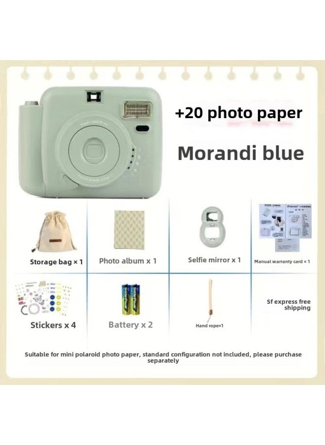Generic Students Bring Their Own Beauty-making Camera To Directly Produce Photos, Color Printing And Portable Small Mini Photography Gods.-Body Color:Morandi Blue-package 1  - Image 1