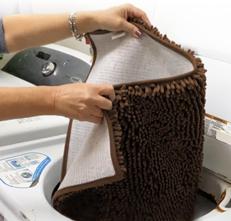 Muddy MatÂ® 4-Piece Brown Medium 30"X19" AS-SEEN-ON-TV Highly Absorbent Microfiber Door Mat, Bath Mat and Pet Rug, Non Slip Thick Washable Soft Chenille for Kitchen Bathroom Bedroom Indoor and Outdoor - Image 5
