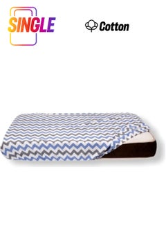 Bebek Özel Baby Special Cotton Baby and Kids Elastic Bed Sheet Blue Zigzag 70X140  - Image 1