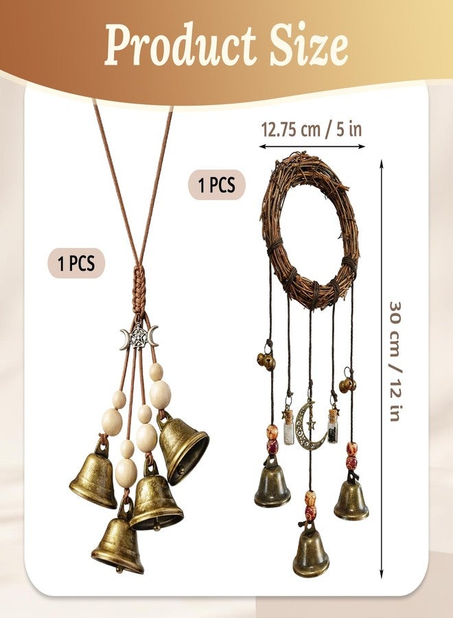 CZFSWT 2Pcs Witches Bells for Door for Protection Set, Protection Bells for Door,Witch Bells Kit Suitable for Doorway Decoration and Spiritual Safeguarding - Image 2