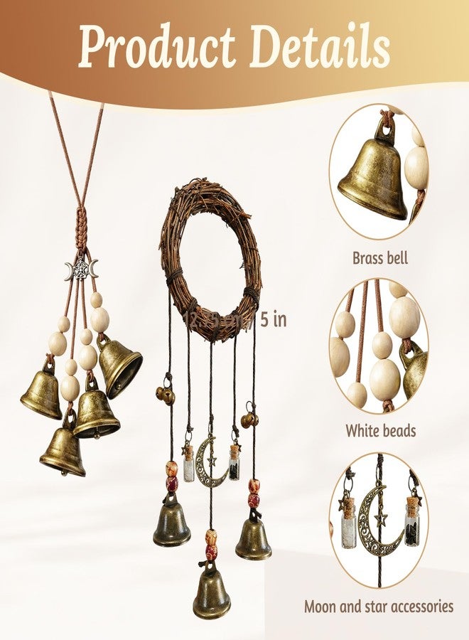 CZFSWT 2Pcs Witches Bells for Door for Protection Set, Protection Bells for Door,Witch Bells Kit Suitable for Doorway Decoration and Spiritual Safeguarding - Image 3