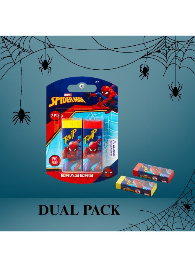 SPIDERMAN Marvel Spiderman 2 Basic Pastel Eraser PVC Free Dust Free Non Toxic Set of 5 Packs (10 Pieces) Light Pink Purple Ultra Clean Gentle on Paper Perfect for School Drawing and Writing - Image 2