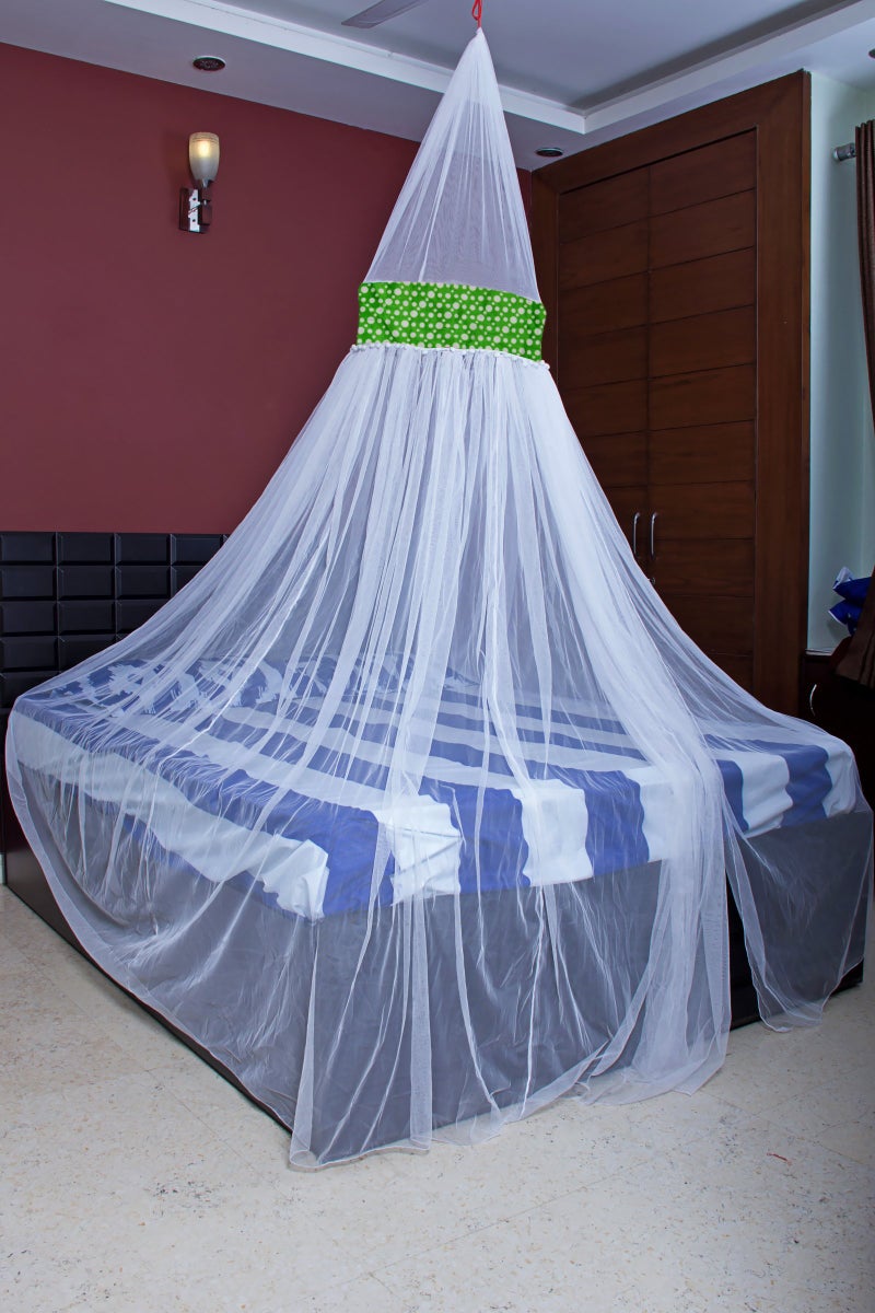 Creative Textiles Fabric Mosquito Net for Double Bed (White) - Image 1