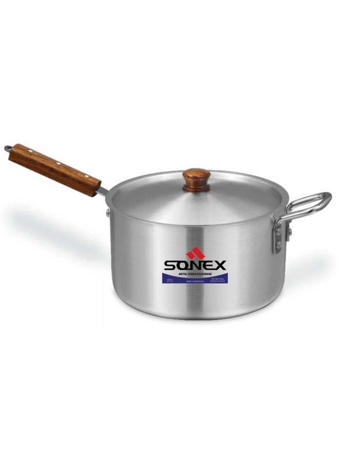 SONEX  Aluminum Saucepan Set – 3-Piece Cookware with Wooden Handle & Metal Finish, Dual Handles, Durable & Heat-Resistant, Dishwasher Safe, Ideal for Soups, Stews & Boiling – Large Sizes: 4L, 6L, 8L - Image 2