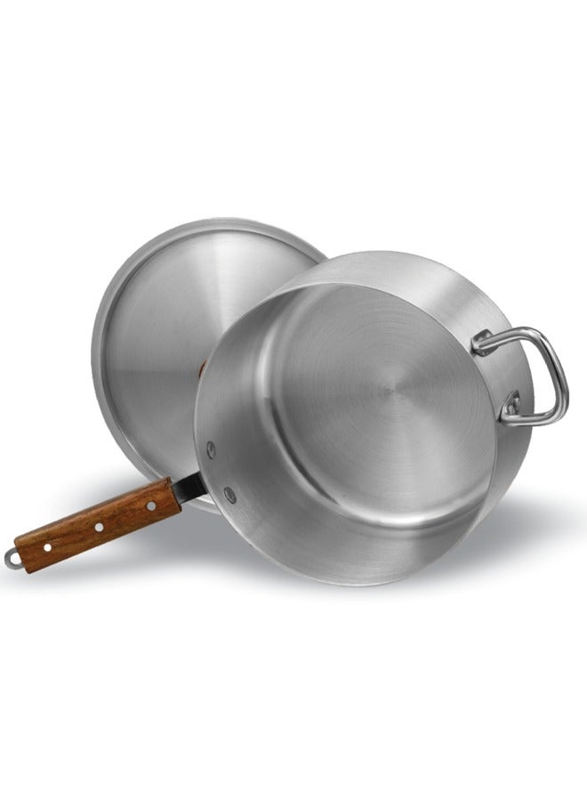 SONEX  Aluminum Saucepan Set – 3-Piece Cookware with Wooden Handle & Metal Finish, Dual Handles, Durable & Heat-Resistant, Dishwasher Safe, Ideal for Soups, Stews & Boiling – Large Sizes: 4L, 6L, 8L - Image 3