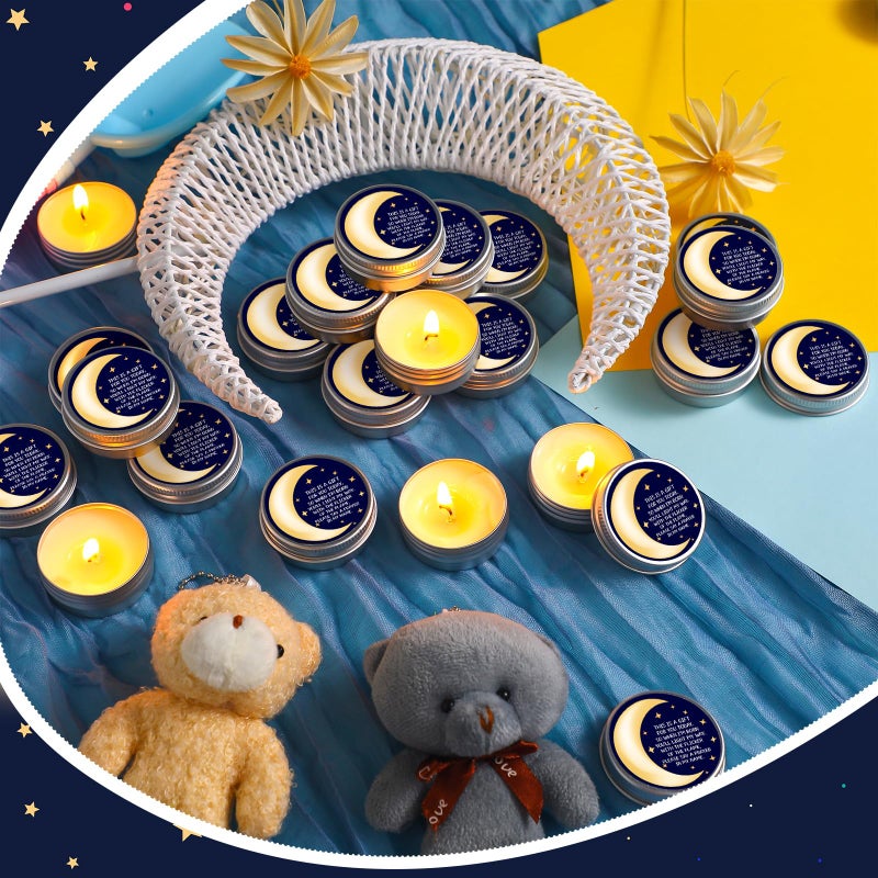 MTLEE 50 Pcs Over The Moon Baby Shower Candles Over The Moon Baby Shower Favors Gift Travel Tin Candle Aromatherapy Favors(Blue) - Image 2