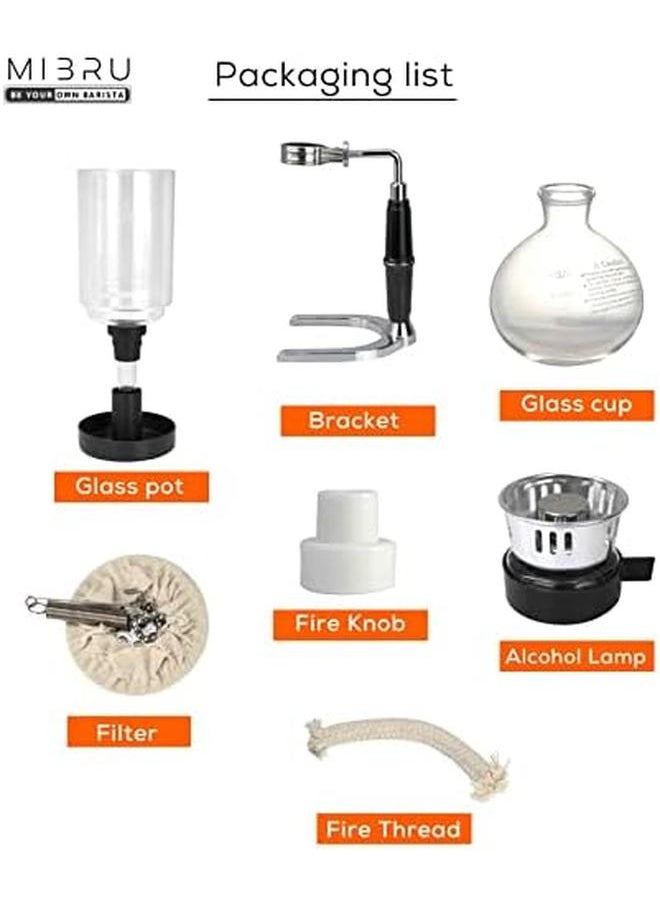 MIBRU Japanese Style Siphon Coffee Maker Tea Siphon Pot Vacuum Coffeemaker Glass Type Coffee Machine Filter 3Cup 5Cup 3 Cup  - Image 4