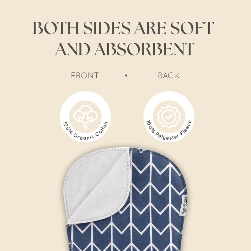 Dodo Babies Cotton Burp Cloths - Absorbent Cotton Baby Essentials - Contoured Shoulder for Baby Boy Essentials - Pacifier Clip & Case Included - 8-Piece Set, 19 x 9 in, Black/Blue/Gray - Image 3