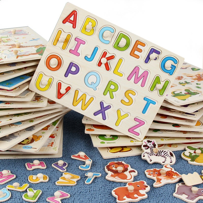 Selling Children'S Wooden Animal Letters Hand-Held Three-Dimensional Jigsaw Puzzle Baby'S Early Education And Intelligence Development Toys - Image 2