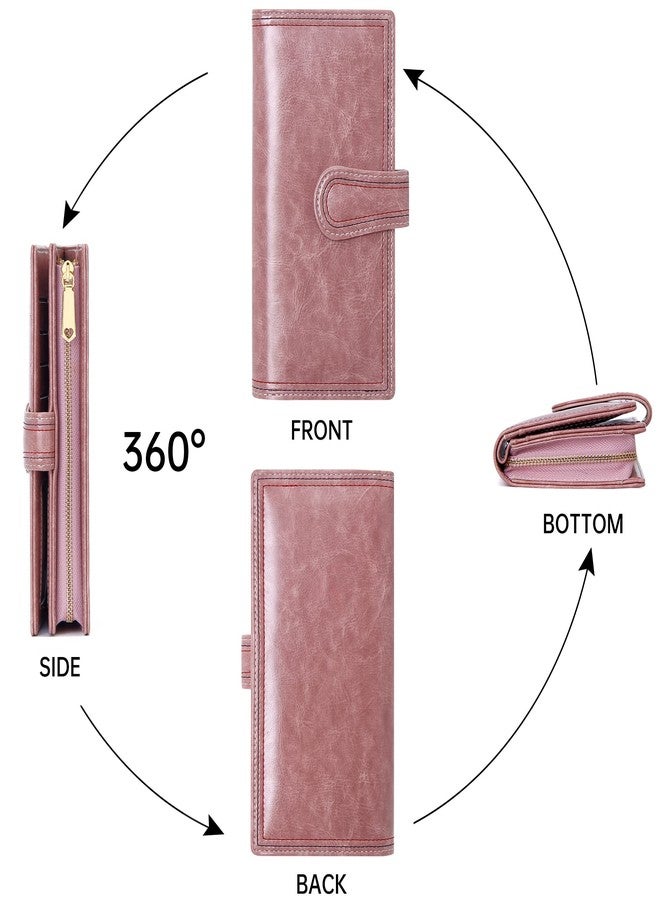 YOUBDM Leather Wallets for Women Large Capacity Credit Card Holder Ladies Travel Clutch Purse Bifold Oil Wax Wallet with Zipper Pocket - Image 5
